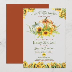 Carte de Baby shower de tournesol citrouille doux