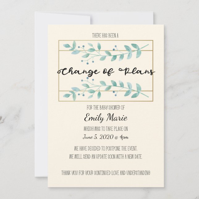 Carte de Baby shower des changements de régime des (Devant)