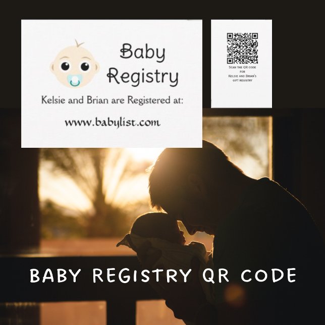 Carte de Baby shower du registre des bébés du code (Baby Registry QR Code Baby Shower Enclosure Cards)