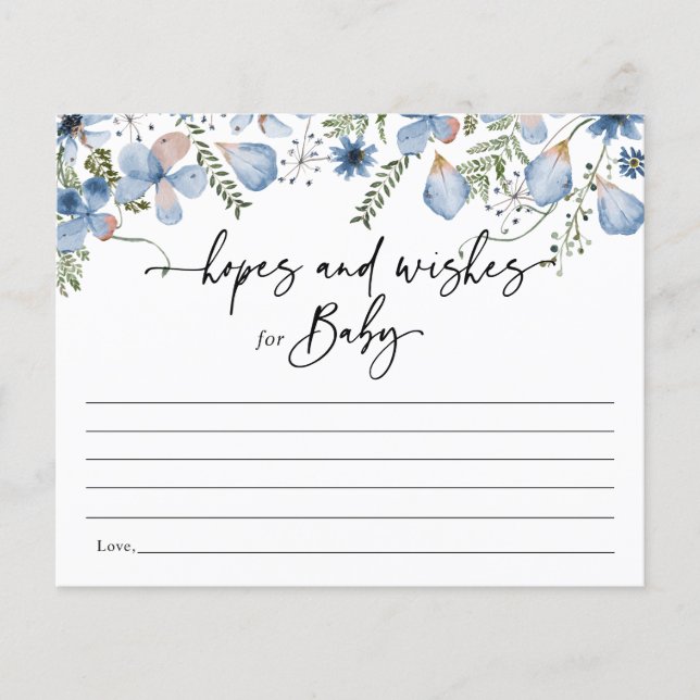 Carte de Baby shower Dusty Blue Flowers (Devant)
