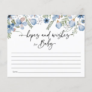 Carte de Baby shower Dusty Blue Flowers
