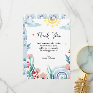 Carte de Baby shower en Merci plat avec design.