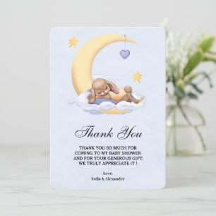 Carte de Baby shower en Merci plat avec lapin.
