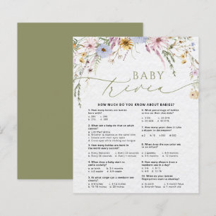 Carte de Baby shower fleur sauvage Sage Baby Trivi