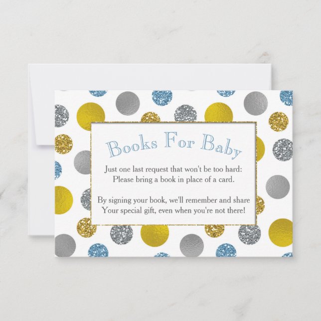 Carte de Baby shower Gold Silver Blue Dots (Devant)