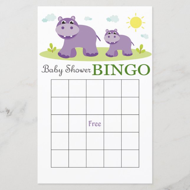 Carte de baby shower Hippo (Devant)