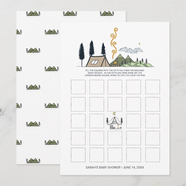 Carte de baby shower | L'aventure commence (Devant / Derrière)