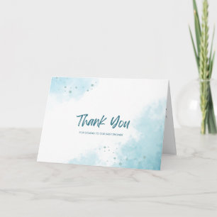 Carte de Baby shower Merci d'aquarelle bleue