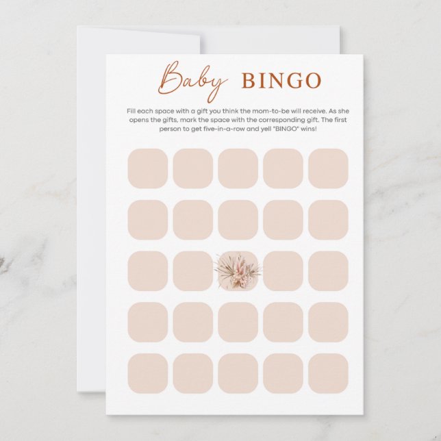 Carte de Baby shower minimaliste Boho Chic (Devant)