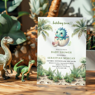 Carte de Baby Shower pour Bébé Dinosaure à Naître