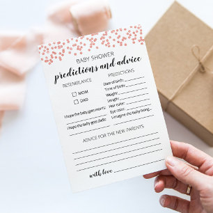 Carte de Baby shower pour les prédictions et conse