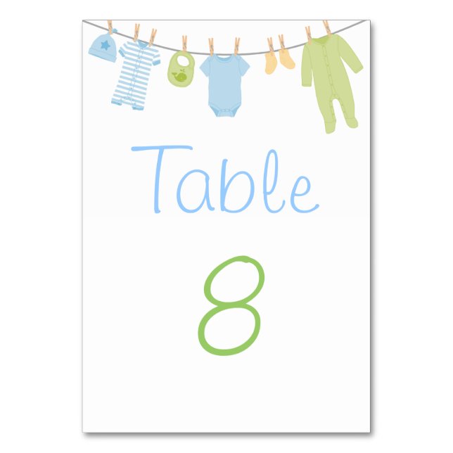 Carte de Baby shower pour petits vêtements bleu et (Par défaut)