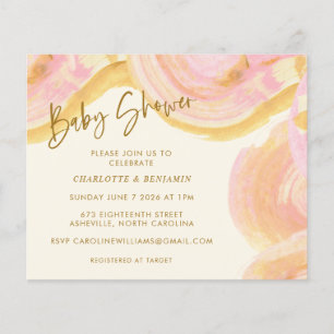 Carte de Baby shower rose Abstrait de peinture bud