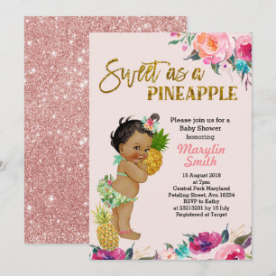 Carte de baby shower rose d'ananas Luau
