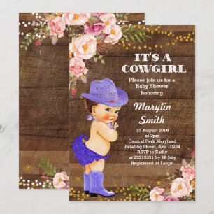 Carte de Baby shower Russe de cowgirl pourpre