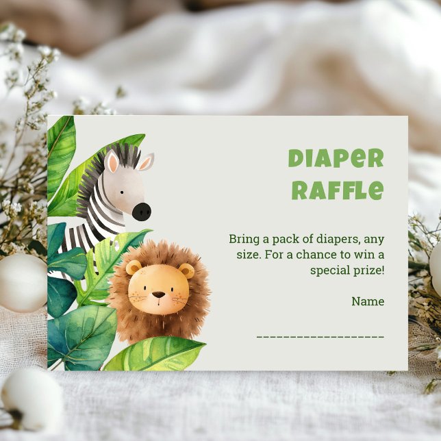 Carte de baby shower Safari animal watercolor (Safari wild one baby shower enclosure card)