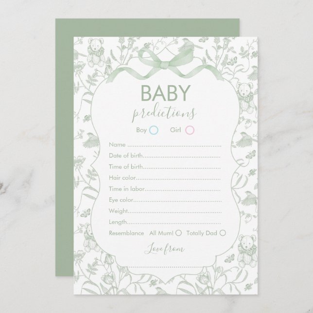 Carte de Baby shower Toile Baby Predictions (Devant / Derrière)