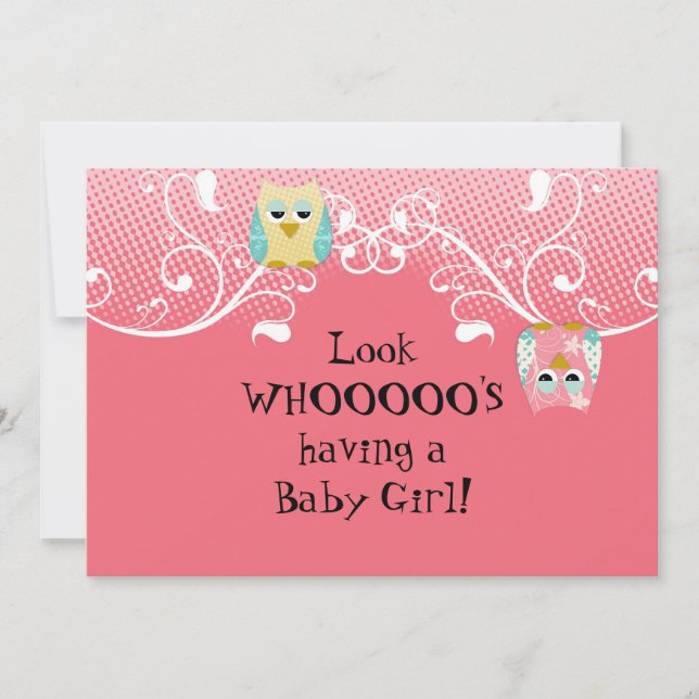 Carte de Baby shower Whimsical Cute Fun Swirl Owl  (Devant)
