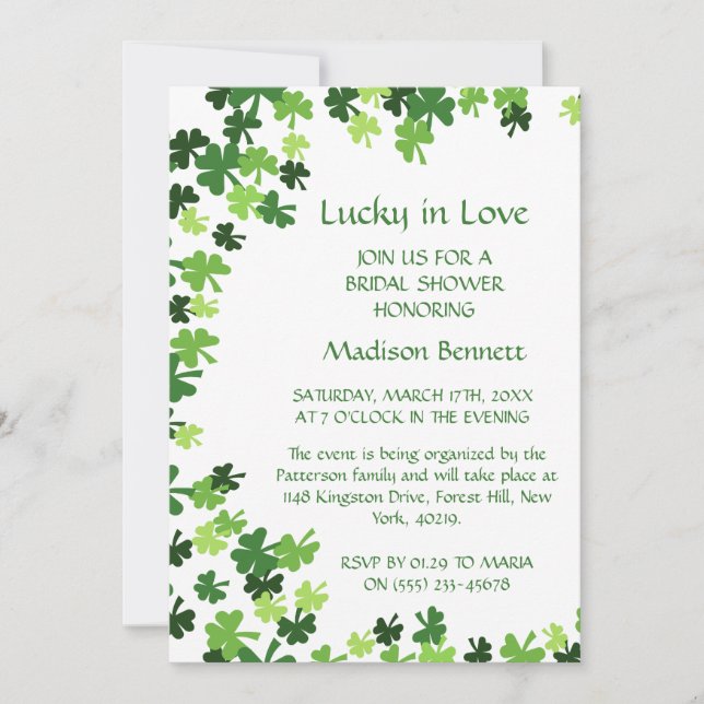 Carte de BABYShower de la Saint-Patrick Chanceux e (Devant)