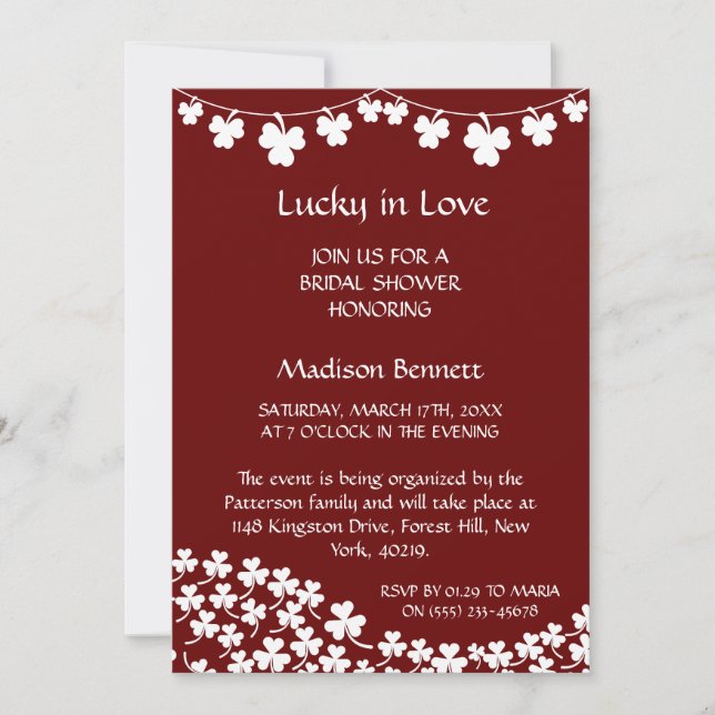 Carte de BABYShower Saint-Patrick Chanceux en Amou (Devant)