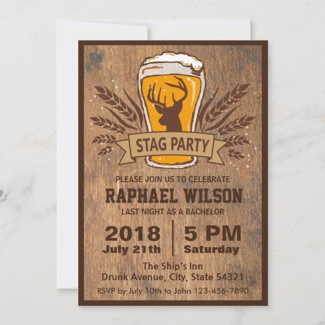 Carte de Bachelor Gring Beer & Stag (Devant)