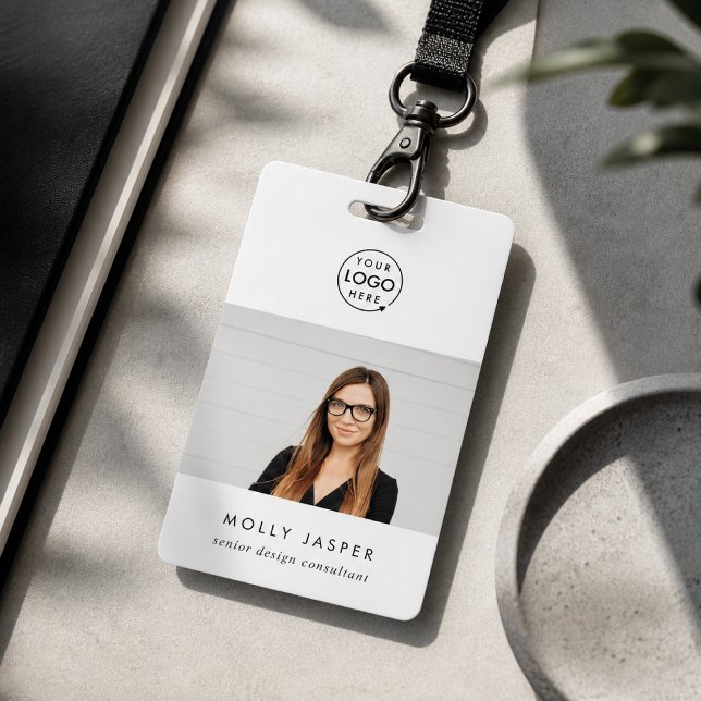 Carte de Badge | Badges d'Identification Personnal (Custom vertical employee badges with headshot branding for offices, agencies, and studios)