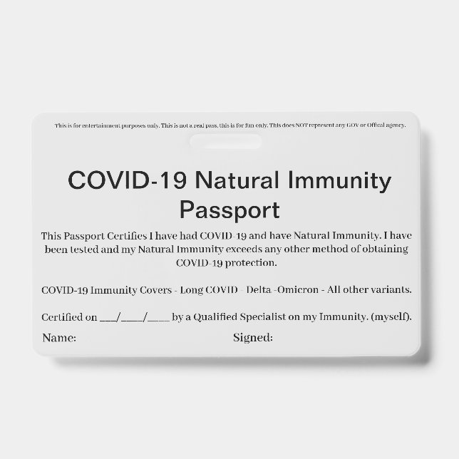 Carte de badge d'identification de passeport d'imm (Avant)