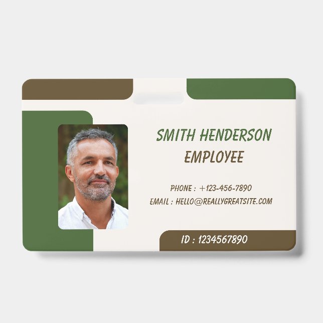 Carte de badge d'identification de photo d'employé (Avant)