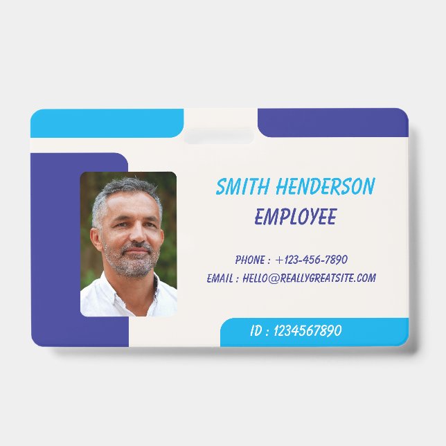 Carte de badge d'identification de photo d'employé (Avant)