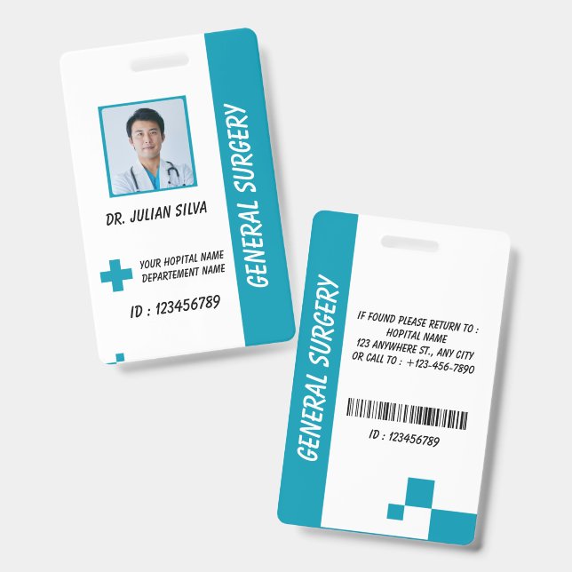 Carte de badge d'identification de photo d'infirmi (Avant & arrière)