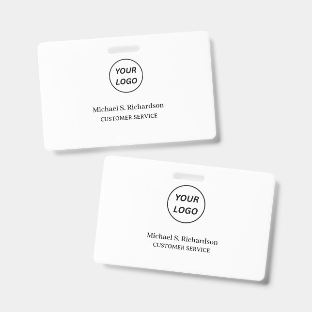 Carte de badge d'identification | Logo blanc du pe (Avant & arrière)