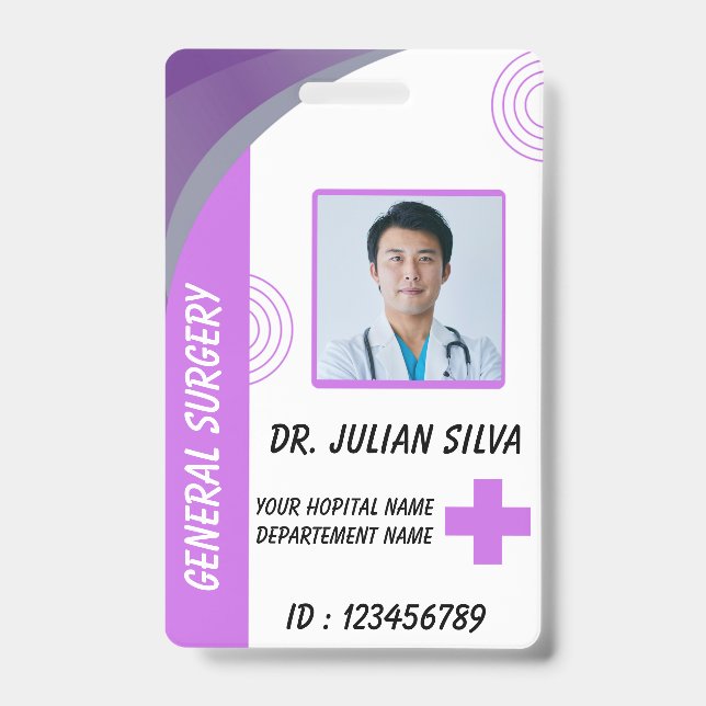 Carte de badge d'identification photo d'infirmière (Avant)
