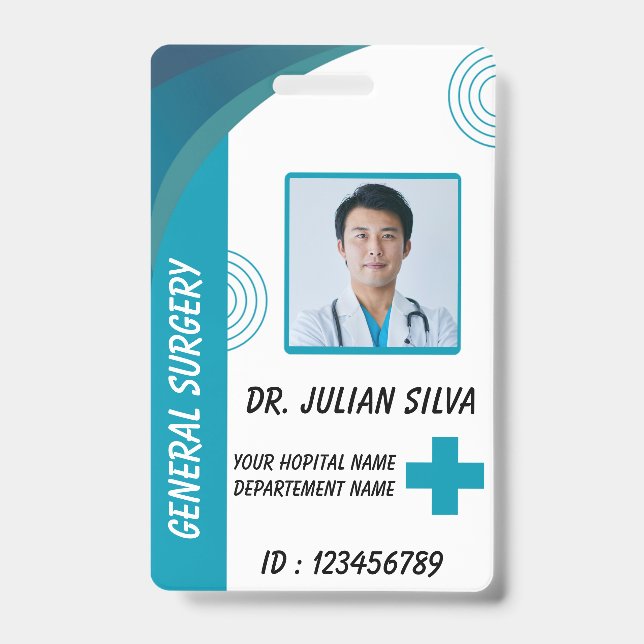 Carte de badge d'identification photo d'infirmière (Avant)