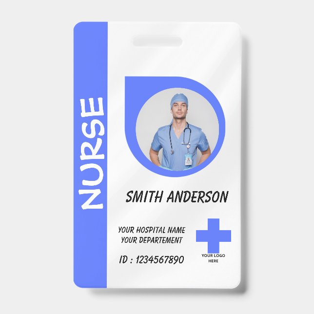 Carte de badge d'identification photo d'infirmière (Avant)
