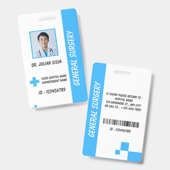 Carte de badge photo d'infirmière de soins de sant (Avant & arrière)