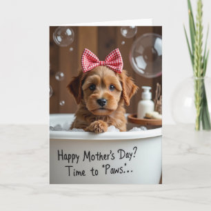 Carte de bain pour chiots pour la fête des mères