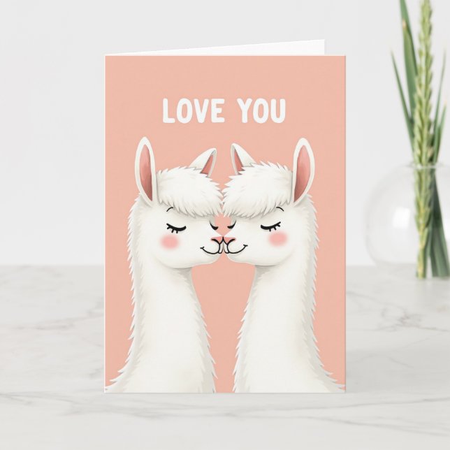 Carte de baiser Je t'aime lama (Devant)