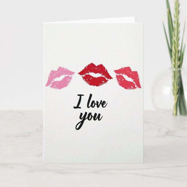 Carte de baiser romantique Je t'aime (Devant)