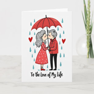 Carte de baiser romantique sous la pluie Mon Amour