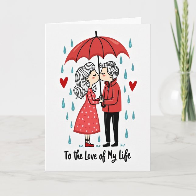 Carte de baiser romantique sous la pluie Mon Amour (Devant)