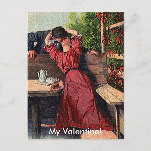 Carte de baiser vintage Valentines Couple (Devant)