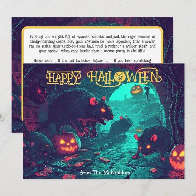 Carte de bal de Halloween Ratchelor (Devant / Derrière)