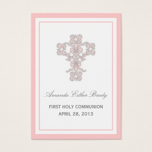Carte de balise Elegant Cross in Pink Favor (Devant)