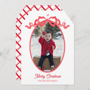 Carte de balise Red Ribbon Watercolor Holiday