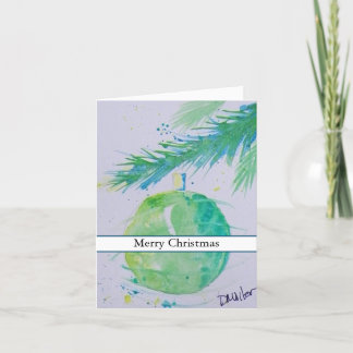 Carte de balle de Noël à l'aquarelle verte