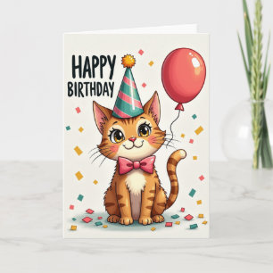 Carte de ballon chat rayé