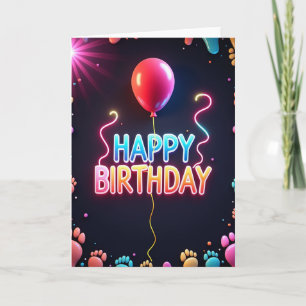Carte de ballon d'anniversaire lumineuse