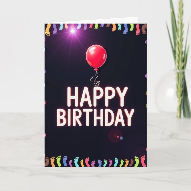 Carte de ballon d'anniversaire néon (Devant)