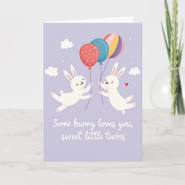 Carte de ballon de lapin joyeux (Devant)