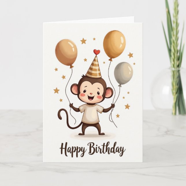 Carte de ballon de singe joyeux (Devant)